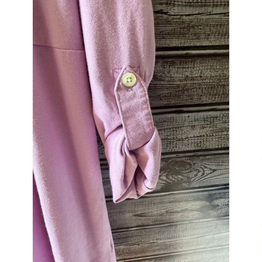 LL Bean Women's Lavender Purple Supima Cotton Modal Roll Tab Cardigan Small